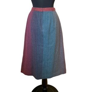 Vintage Panther A-line Wool Skirt Knee Length Jewel Tones